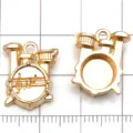 KC Gold Drum Music Instrument Charm Pendant DIY Bracelet Necklace Jewelry Accessory - Drum Kit / 1 Piece/Pack (13x16mm) / Gold