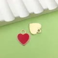Gold-rimmed red enamel heart charm DIY jewelry pendant accessory for handmade crafts design. - Red Heart / 1 Piece (10x12mm) / Red