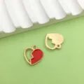 Red and golden broken heart alloy pendant charm diy jewelry accessory variant style - Broken Heart / 1 Piece (14x14mm) / Red/Gold