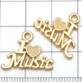 KC Gold I Music Alloy Pendant DIY Jewelry Charm Necklace Bracelet Accessories Hot Sale - Heart Alphabet / 1 Piece/Pack (15x20mm) / Gold