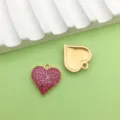 Pink glitter heart pendant charm with gold bezel DIY jewelry accessories variant - Pink Glitter Heart / 1 Piece (15x17mm) / Pink