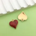 Red glitter heart alloy pendant DIY jewelry accessories variant, perfect for handmade crafting. - Glitter Red Heart / 1 Piece (15x17mm) / Red