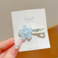 Summer fresh jelly flower hair clip sweet girl style side duckbill clip accessory - Blue Wave Flower Clip