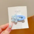 Sweet blue jelly flower hair clip side duckbill clip for cute girls summer fresh hair accessories - Blue Oval Flower Clip