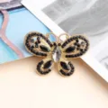 Gold tone metal black rhinestone butterfly brooch exquisite crystal accessory for women mode - Black