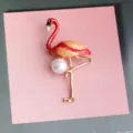 Elegant flamingo brooch with pearl accent, cute animal enamel pin for clothes and bags. - Pink Flamingo Style (MM302)