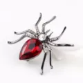 Fashion rhinestone spider brooch pin, vintage crystal insect clothing jewelry accessory. - Gunmetal Black + Dark Red