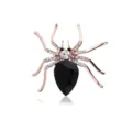 Strass spinnen broche in roségoud met zwarte druppel kristalsteen voor dames. - Goud + Massief Zwart