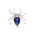 Elegante Blauwe Kristal Spin Broche Roségoud Strass Insect Speld Mode Sieraden - Goud en Marineblauw
