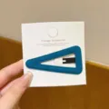 Korean style autumn winter velvet triangle hair clip side bangs snap hair accessories for women - Triangle / 1 Piece / Blue
