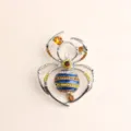 Modische Halloween Legierung Strass Spinne Brosche elegante Anzug Reversnadel Modeschmuck - Gelb