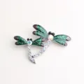 Exquisite green dragonfly brooch rhinestone alloy detail close-up fashion jewelry accessory - White AB