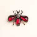 Vintage gold tone red rhinestone bee brooch crystal insect pin for women sweater coat - Red 5
