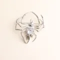 Halloween Spinne Brosche Silber Metall Kristall Strass Reversnadel Anzug Schmuck Detail - Silber