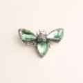 Silver alloy green rhinestone bee brooch vintage crystal insect pin coat sweater jewelry - Light Green 5