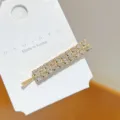 Shining rhinestone bobby pin Korean style side hair clip for women elegant sparkling barrette - Double Row Large Rhinestones / Gold