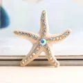 Exquisite starfish rhinestone brooch, beach vacation style marine accessory for women. - Off White