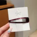 Solid color oil dripping hollow oval hair clip minimalist side bang hairpin for women. - Tapered Hair Claw / Dark Red