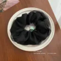 Grote zwarte organza haarscrunchie Koreaanse stijl elegante haaraccessoire voor vrouwen - Zwart