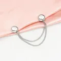 Silver magnetic pant cuff clips with double chain, sew-free hem shortening tool for trousers. - Plastic Chain Magnetic Buckle / 1 Piece / Silver
