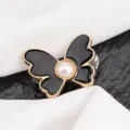 Butterfly waist tightening button denim jeans adjustable metal buckle accessory chic - Black