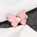 Pink butterfly waist buckle detachable jean button decorative accessory alloy metal pearl charm - Pink