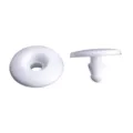 White plastic snap buttons fasteners for face masks and straps, dual piece set main view. - White