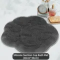 Grey silicone foot scrubber mat with strong suction cups, anti-slip bathroom massage pad 30x30cm - Cat Claw / Gray