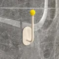 Punch-free wall hook with yellow ball tip, modern decorative single hook for bathroom. - Dopamine Funny Big Lips Hook / Lemon Yellow