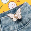 Variante de boucle de serrage de taille papillon, accessoire reglable pour taille de jean - Blanc avec motifs