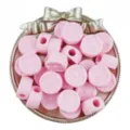 19mm acrylic round flower large hole beads DIY jewelry accessories detail view, perfect for crafting. - Pink