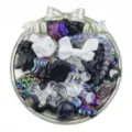 Mixed acrylic beads and charms set for DIY jewelry making, bracelets, and phone strap accessories. - Black