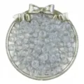 Dettaglio perline a barilotto glitterate trasparenti, perline a foro largo per fai-da-te. - 100 Pezzi/Pacchetto / Bianco