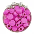 Close-up detail of 19mm acrylic pink flower beads, perfect for DIY phone charms and jewelry. - Rose Red