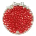 Perline pony glitter rosse, perline a barilotto 6x9mm per trecce e bigiotteria fai da te. - 100 Pezzi/Pacchetto / Rosso Vivo