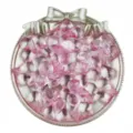 Clear acrylic pink heart beads for DIY jewelry making and handmade bracelets detail shot. - 10 Pieces/Pack / Pink