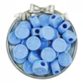 19mm acrylic blue flower large hole beads detail shot, perfect for DIY jewelry. - Blue