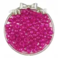 Close-up of pink glitter pony beads, 6x9mm large hole barrel beads for DIY craft projects. - 100 Pieces/Pack / Rose Red