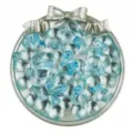 Transparent blue acrylic character bead detail shot, ideal for DIY handmade bracelets and jewelry. - 10 Pieces/Pack / Blue
