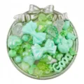 Mixed mint green acrylic beads and cute charm pendants for DIY jewelry and phone chains. - Green