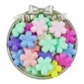Close-up of colorful acrylic cherry blossom beads, five-petal floral DIY jewelry accessories. - 22mm (10pcs/Pack) / Random Mixed Colors