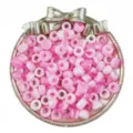 6x9mm Pink White Marbled Pony Beads Large Hole Barrel Beads for Hair Braiding and DIY Jewelry Craft - Pink