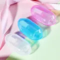 Silicone pet finger toothbrush set with capsule cases in clear, blue and pink colors. - Box (3 Colors Random)
