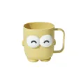 Children's yellow plastic mouthwash cup with cute big eye cartoon design and convenient handle. - Milk Yellow