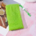 Filet à savon exfoliant vert avec cordon, sachet de mousse épais 9x17cm pour le nettoyage du visage. - Filet moussant 8 couches - Cyan