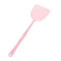 Pink plastic flyswatter with long handle and durable mesh for home pest control use. - Bellflower Pink
