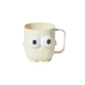 Cute big eye plastic rinsing cup with handle portable toothbrush mug daily wash cup variant - Cream