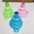 Collapsible silicone funnel, large caliber kitchen liquid dispensing tool in multi-color option. - Bulk Packaging / Blue