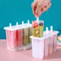 4-Hoehlen Eis am Stiel Form mit Deckel, DIY hausgemachte Eismaschine, lebensmittelechtes Plastik. - 4er-Set (15*8,5*11,5)