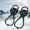 Ice cleats details showing metal spikes and durable black rubber construction for snow. - Size 35-43 / 1 Pair Pack / Black